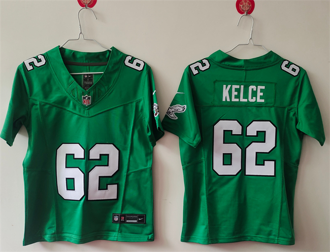 Women's Philadelphia Eagles #62 Jason Kelce Kelly Green F.U.S.E. Vapor Untouchable Limited Stitched Football Jersey(Run Small)